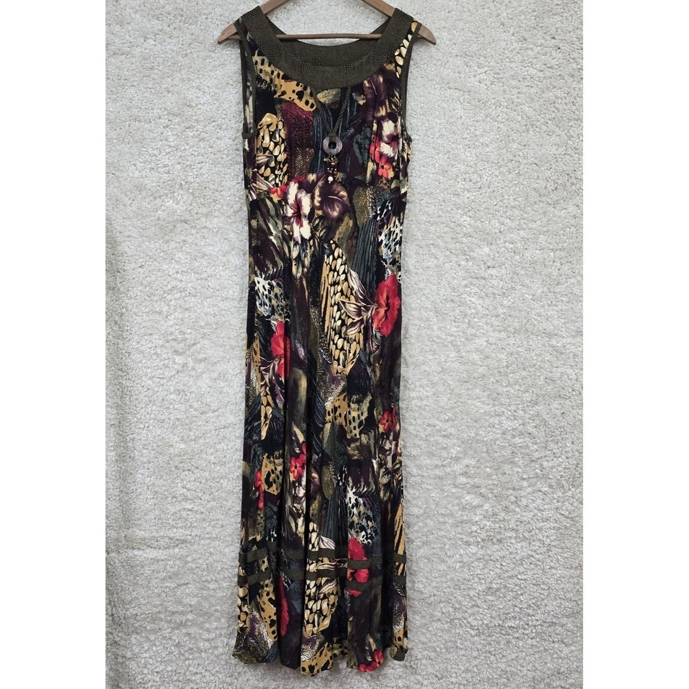 Carole Little Womens Sleeveless Maxi Dress Size 12 Boho Art to Wear Resort